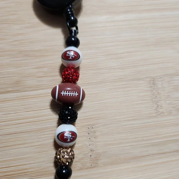 Football Beaded Badge Reel - Picture 2 of 3